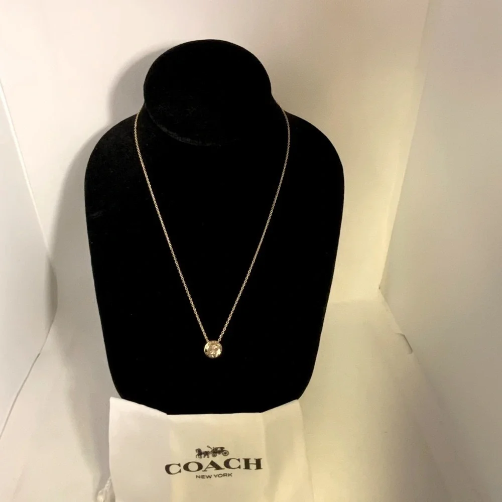 Coach Women's Signature Stone Pendant Necklace Adjustable 16”-18” - NWOT - Picture 2 of 9